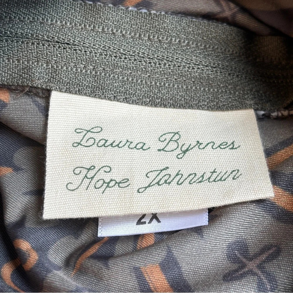 Laura Byrnes Hope Jahnstun Floral Pint Long Seleve Mock Neck Blouse Size 2X - Picture 6 of 10